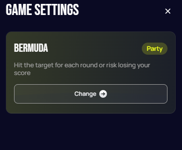 Bermuda game settings panel, showing no configurable options besides the mode description