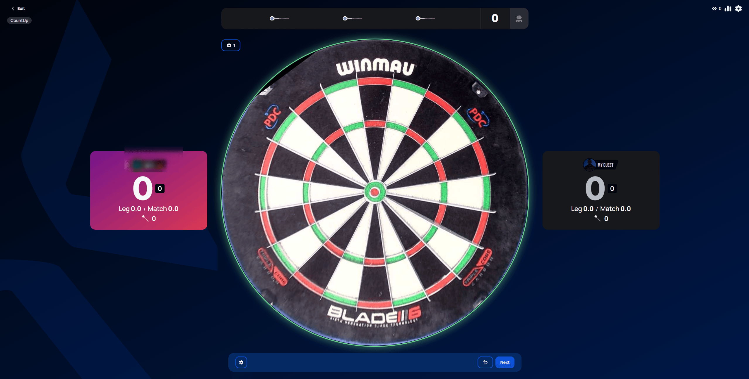 Count Up match start, both players at 0